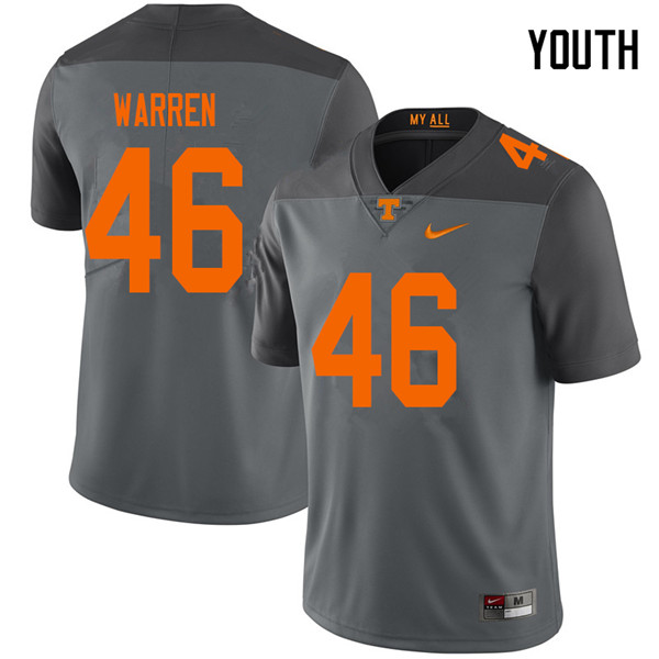 Youth #46 Joshua Warren Tennessee Volunteers College Football Jerseys Sale-Gray